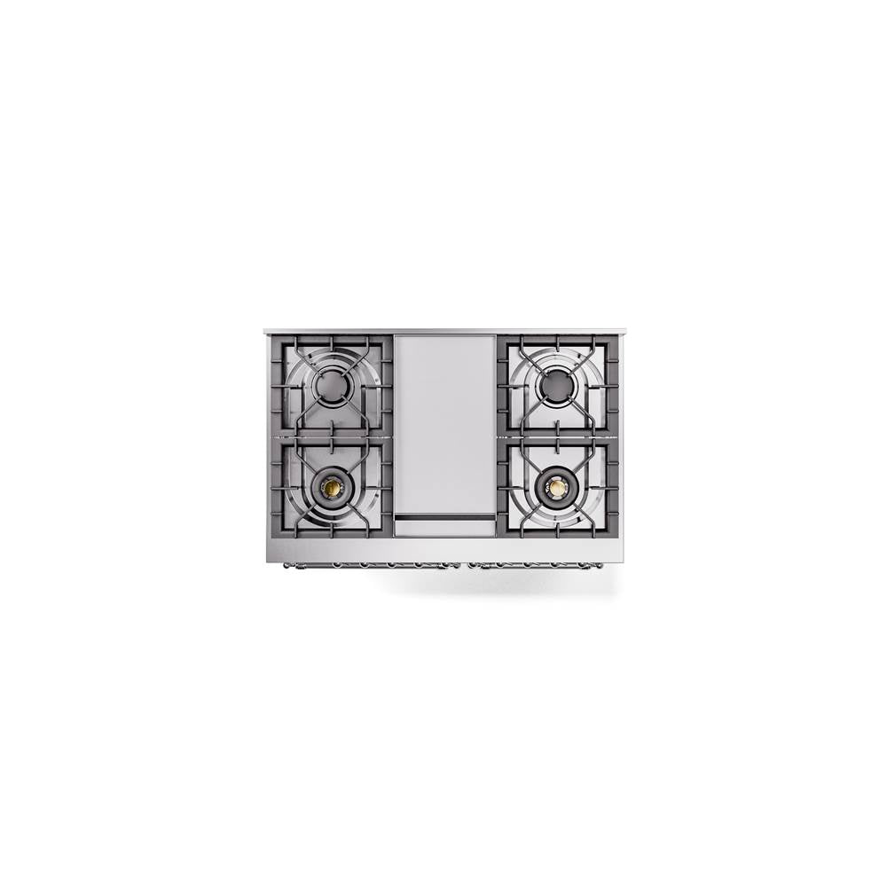 40'' Nostalgie II Series Freestanding Dual Fuel Range - Double Oven - White - Bronze trim - Griddle - Natural Gas