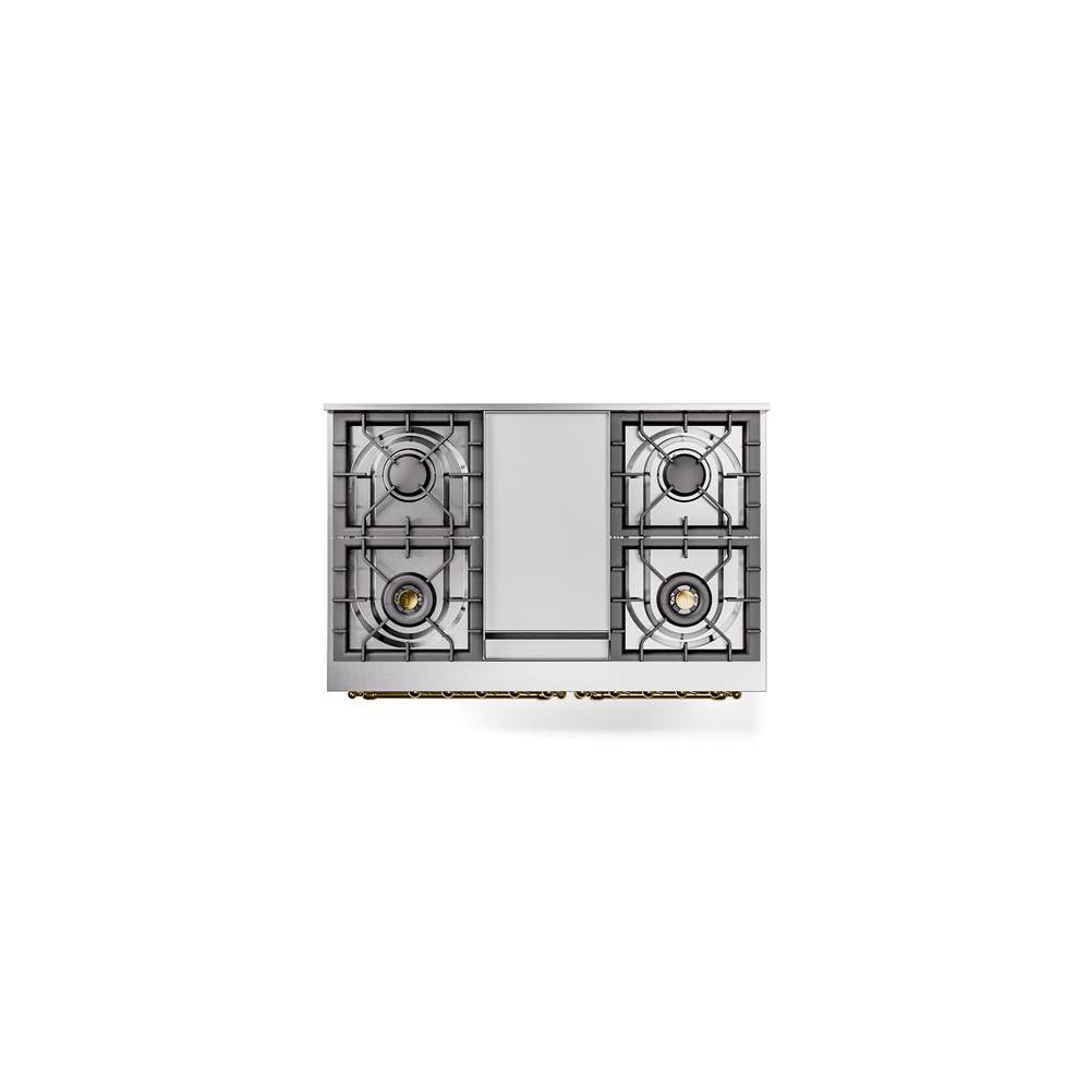 40'' Nostalgie II Series Freestanding Dual Fuel Range - Double Oven - White - Bronze trim - Griddle - Natural Gas