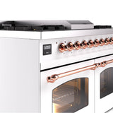 40'' Nostalgie II Series Freestanding Dual Fuel Range - Double Oven - White - Bronze trim - Griddle - Natural Gas