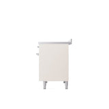 40'' Nostalgie II Series Freestanding Electric Induction Range - Double Oven - Antique White - Bronze trim