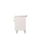 40'' Nostalgie II Series Freestanding Electric Induction Range - Double Oven - Antique White - Bronze trim