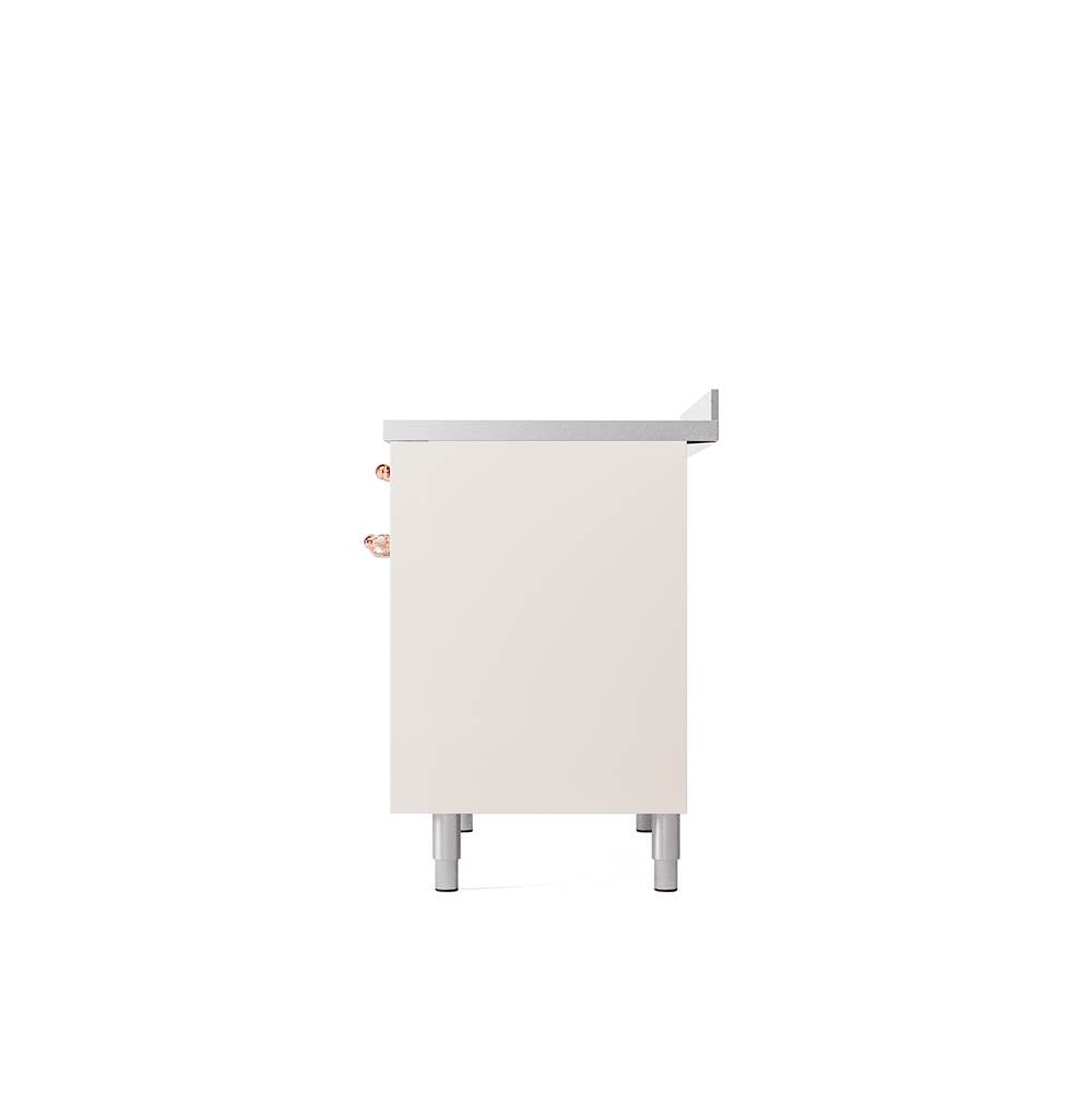 40'' Nostalgie II Series Freestanding Electric Induction Range - Double Oven - Antique White - Bronze trim