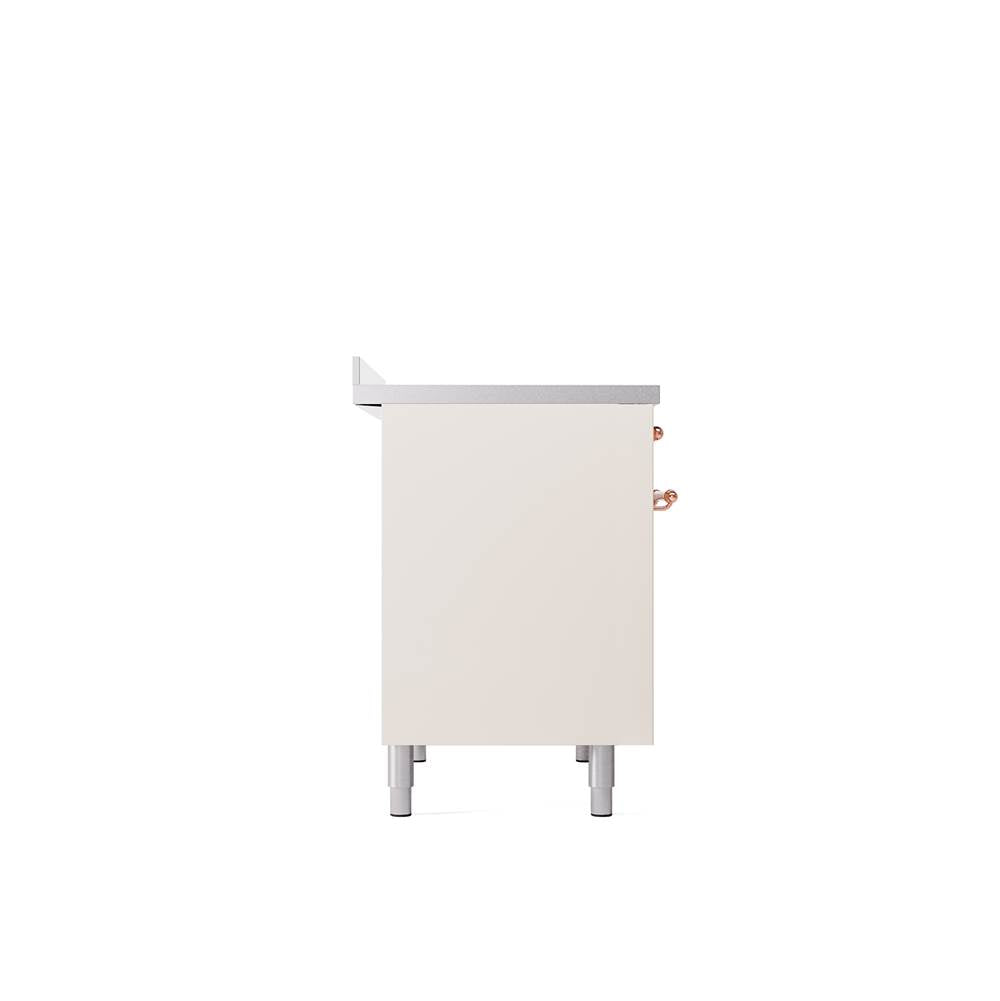 40'' Nostalgie II Series Freestanding Electric Induction Range - Double Oven - Antique White - Bronze trim