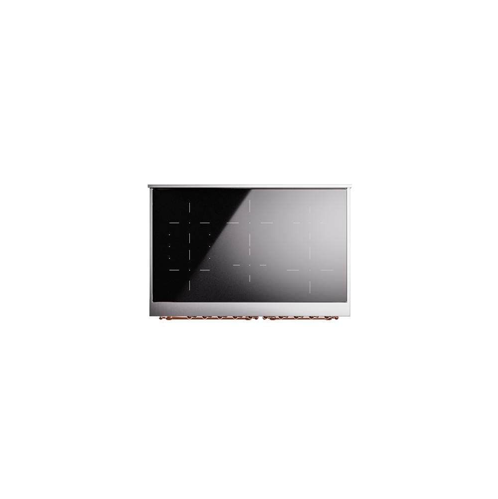 40'' Nostalgie II Series Freestanding Electric Induction Range - Double Oven - Antique White - Bronze trim