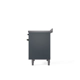 40'' Nostalgie II Series Freestanding Electric Induction Range - Double Oven - Blue Grey - Bronze trim