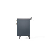40'' Nostalgie II Series Freestanding Electric Induction Range - Double Oven - Blue Grey - Bronze trim