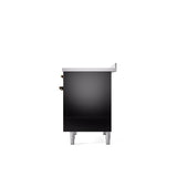40'' Nostalgie II Series Freestanding Electric Induction Range - Double Oven - Glossy Black - Bronze trim