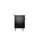 40'' Nostalgie II Series Freestanding Electric Induction Range - Double Oven - Glossy Black - Bronze trim