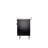 40'' Nostalgie II Series Freestanding Electric Induction Range - Double Oven - Glossy Black - Bronze trim