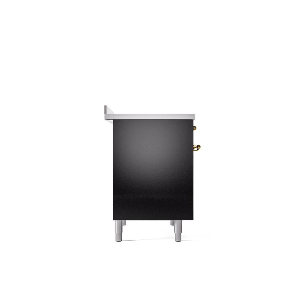 40'' Nostalgie II Series Freestanding Electric Induction Range - Double Oven - Glossy Black - Bronze trim