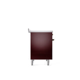 40'' Nostalgie II Series Freestanding Electric Induction Range - Double Oven - Burgundy - Bronze trim