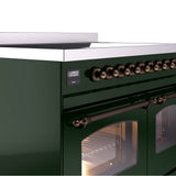 40'' Nostalgie II Series Freestanding Electric Induction Range - Double Oven - Emerald Green - Bronze trim