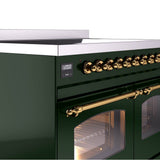 40'' Nostalgie II Series Freestanding Electric Induction Range - Double Oven - Emerald Green - Bronze trim