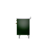 40'' Nostalgie II Series Freestanding Electric Induction Range - Double Oven - Emerald Green - Bronze trim