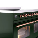 40'' Nostalgie II Series Freestanding Electric Induction Range - Double Oven - Emerald Green - Bronze trim