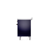 40'' Nostalgie II Series Freestanding Electric Induction Range - Double Oven - Midnight Blue - Bronze trim