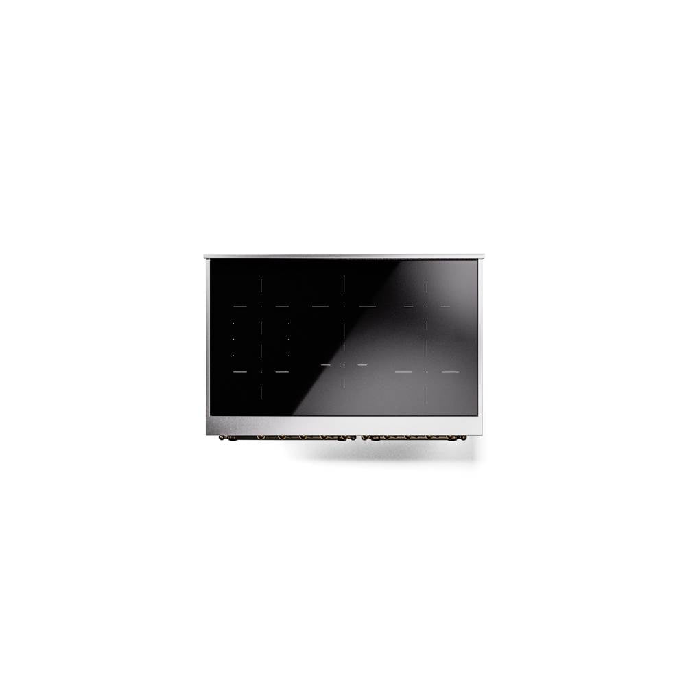 40'' Nostalgie II Series Freestanding Electric Induction Range - Double Oven - Midnight Blue - Bronze trim