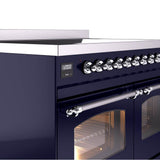 40'' Nostalgie II Series Freestanding Electric Induction Range - Double Oven - Midnight Blue - Bronze trim