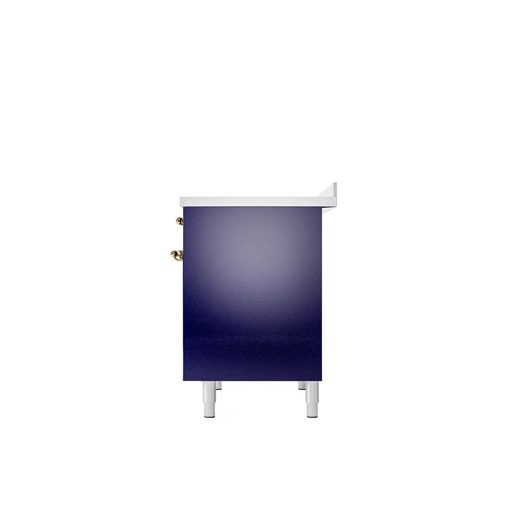 40'' Nostalgie II Series Freestanding Electric Induction Range - Double Oven - Midnight Blue - Bronze trim