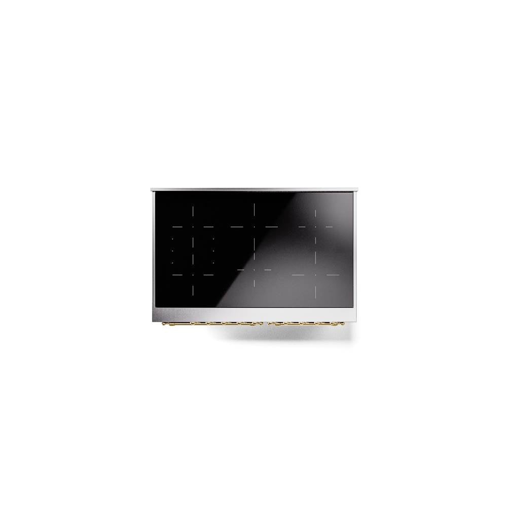 40'' Nostalgie II Series Freestanding Electric Induction Range - Double Oven - Midnight Blue - Bronze trim