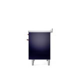 40'' Nostalgie II Series Freestanding Electric Induction Range - Double Oven - Midnight Blue - Bronze trim