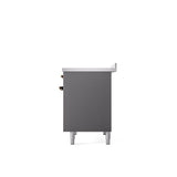 40'' Nostalgie II Series Freestanding Electric Induction Range - Double Oven - Matte Graphite - Bronze trim