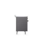 40'' Nostalgie II Series Freestanding Electric Induction Range - Double Oven - Matte Graphite - Bronze trim