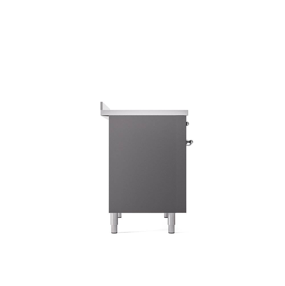 40'' Nostalgie II Series Freestanding Electric Induction Range - Double Oven - Matte Graphite - Bronze trim