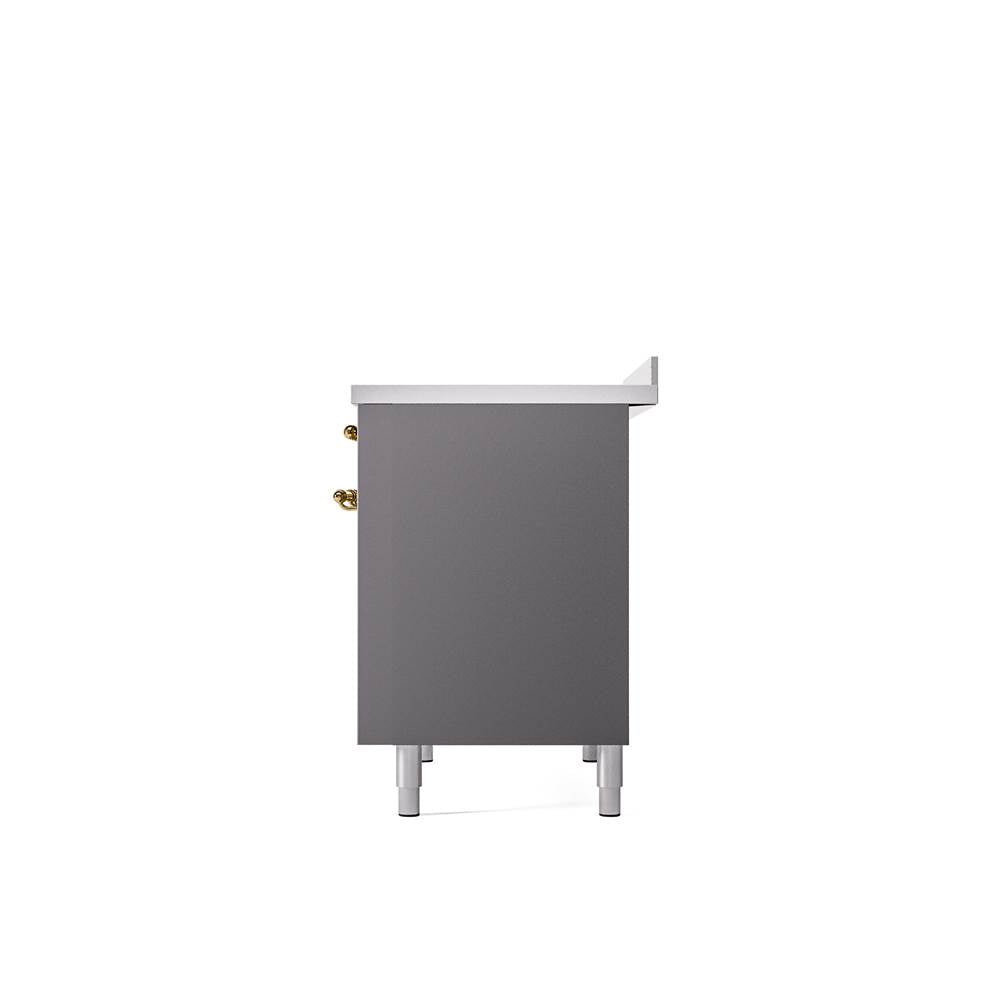40'' Nostalgie II Series Freestanding Electric Induction Range - Double Oven - Matte Graphite - Bronze trim
