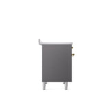 40'' Nostalgie II Series Freestanding Electric Induction Range - Double Oven - Matte Graphite - Bronze trim