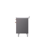 40'' Nostalgie II Series Freestanding Electric Induction Range - Double Oven - Matte Graphite - Bronze trim