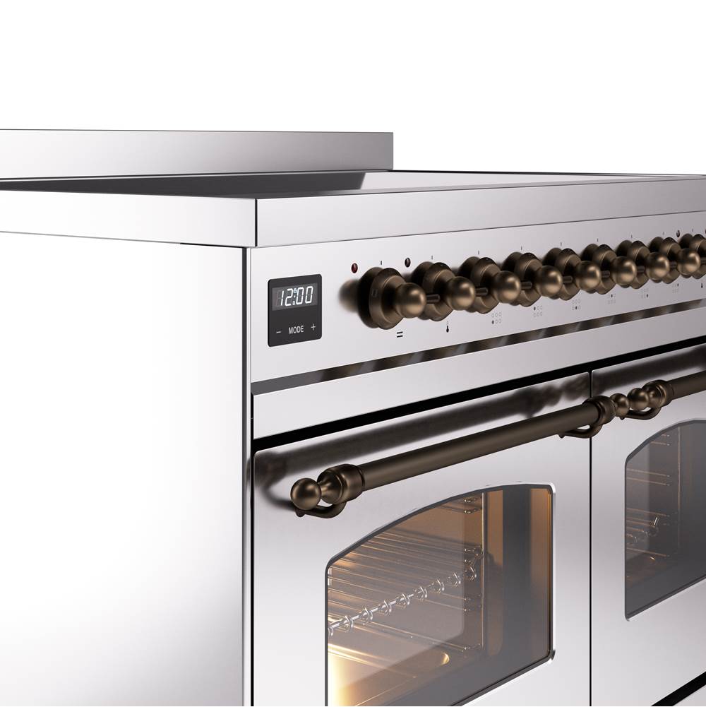 40'' Nostalgie II Series Freestanding Electric Induction Range - Double Oven - Stainless Steel - Bronze trim