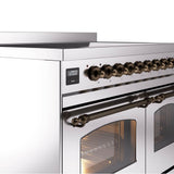 40'' Nostalgie II Series Freestanding Electric Induction Range - Double Oven - Stainless Steel - Bronze trim