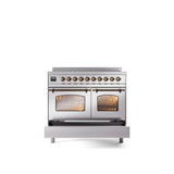 40'' Nostalgie II Series Freestanding Electric Induction Range - Double Oven - Stainless Steel - Bronze trim