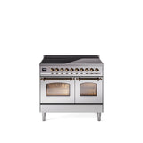 40'' Nostalgie II Series Freestanding Electric Induction Range - Double Oven - Stainless Steel - Bronze trim