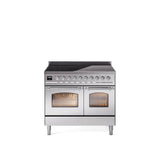 40'' Nostalgie II Series Freestanding Electric Induction Range - Double Oven - Stainless Steel - Bronze trim