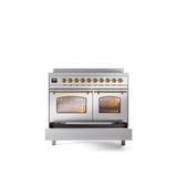 40'' Nostalgie II Series Freestanding Electric Induction Range - Double Oven - Stainless Steel - Bronze trim
