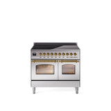 40'' Nostalgie II Series Freestanding Electric Induction Range - Double Oven - Stainless Steel - Bronze trim