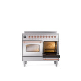 40'' Nostalgie II Series Freestanding Electric Induction Range - Double Oven - Stainless Steel - Bronze trim