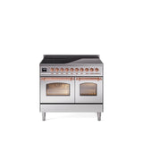 40'' Nostalgie II Series Freestanding Electric Induction Range - Double Oven - Stainless Steel - Bronze trim