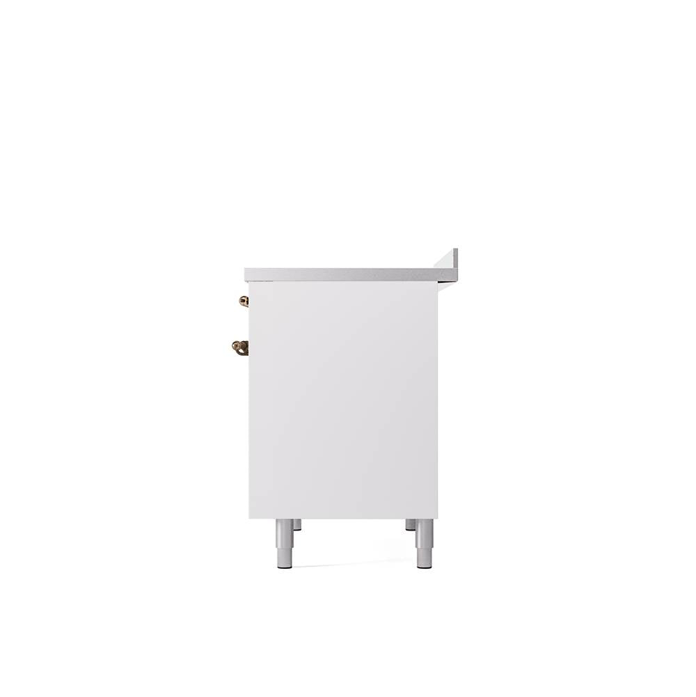 40'' Nostalgie II Series Freestanding Electric Induction Range - Double Oven - White - Bronze trim