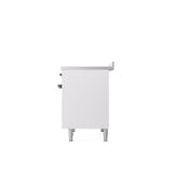40'' Nostalgie II Series Freestanding Electric Induction Range - Double Oven - White - Bronze trim