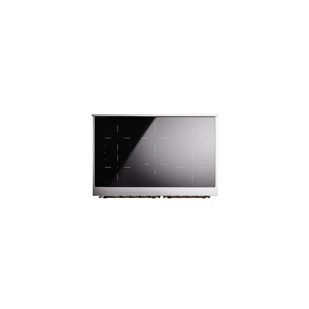 40'' Nostalgie II Series Freestanding Electric Induction Range - Double Oven - White - Bronze trim