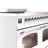 40'' Nostalgie II Series Freestanding Electric Induction Range - Double Oven - White - Bronze trim