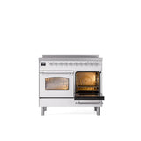 40'' Nostalgie II Series Freestanding Electric Induction Range - Double Oven - White - Bronze trim