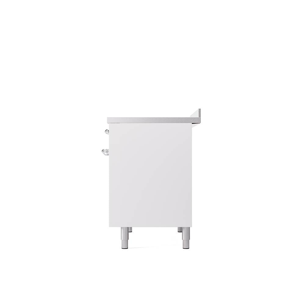 40'' Nostalgie II Series Freestanding Electric Induction Range - Double Oven - White - Bronze trim