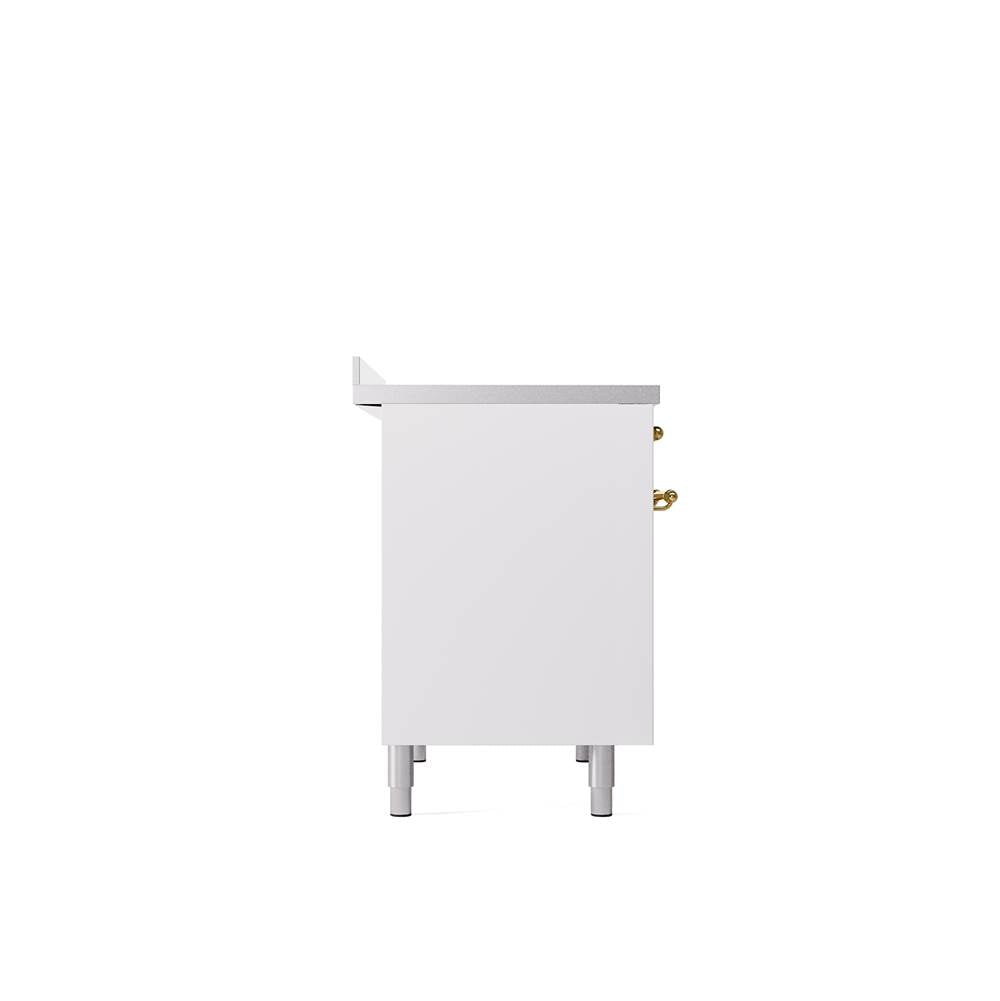 40'' Nostalgie II Series Freestanding Electric Induction Range - Double Oven - White - Bronze trim