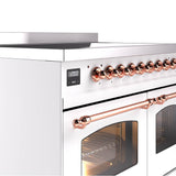40'' Nostalgie II Series Freestanding Electric Induction Range - Double Oven - White - Bronze trim