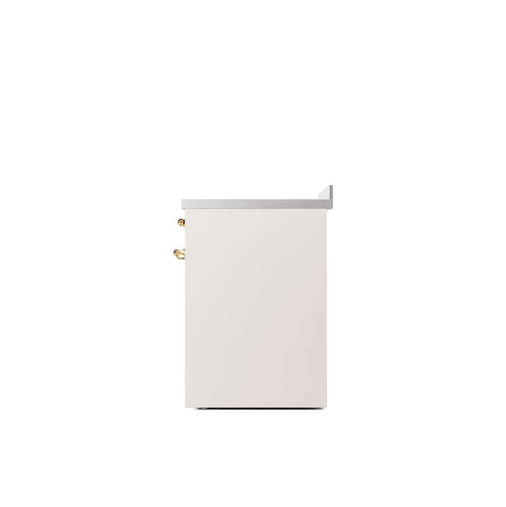 30'' Nostalgie II Series Freestanding Electric Induction Range - Antique White - Bronze trim