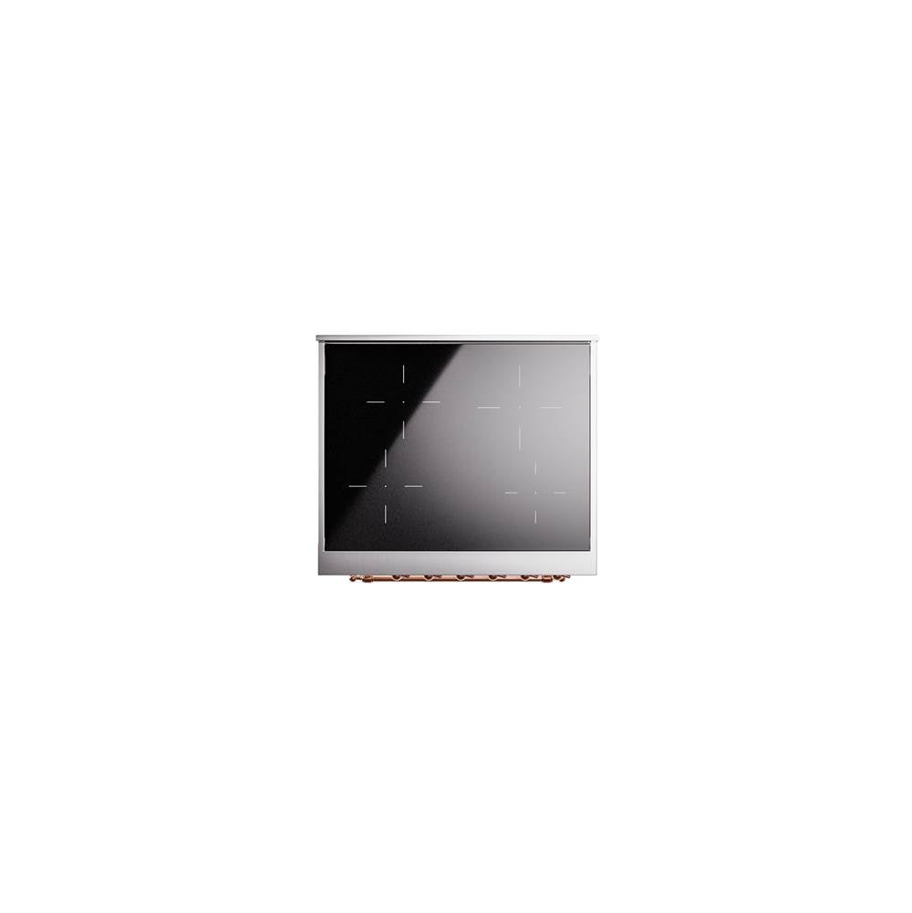 30'' Nostalgie II Series Freestanding Electric Induction Range - Antique White - Bronze trim